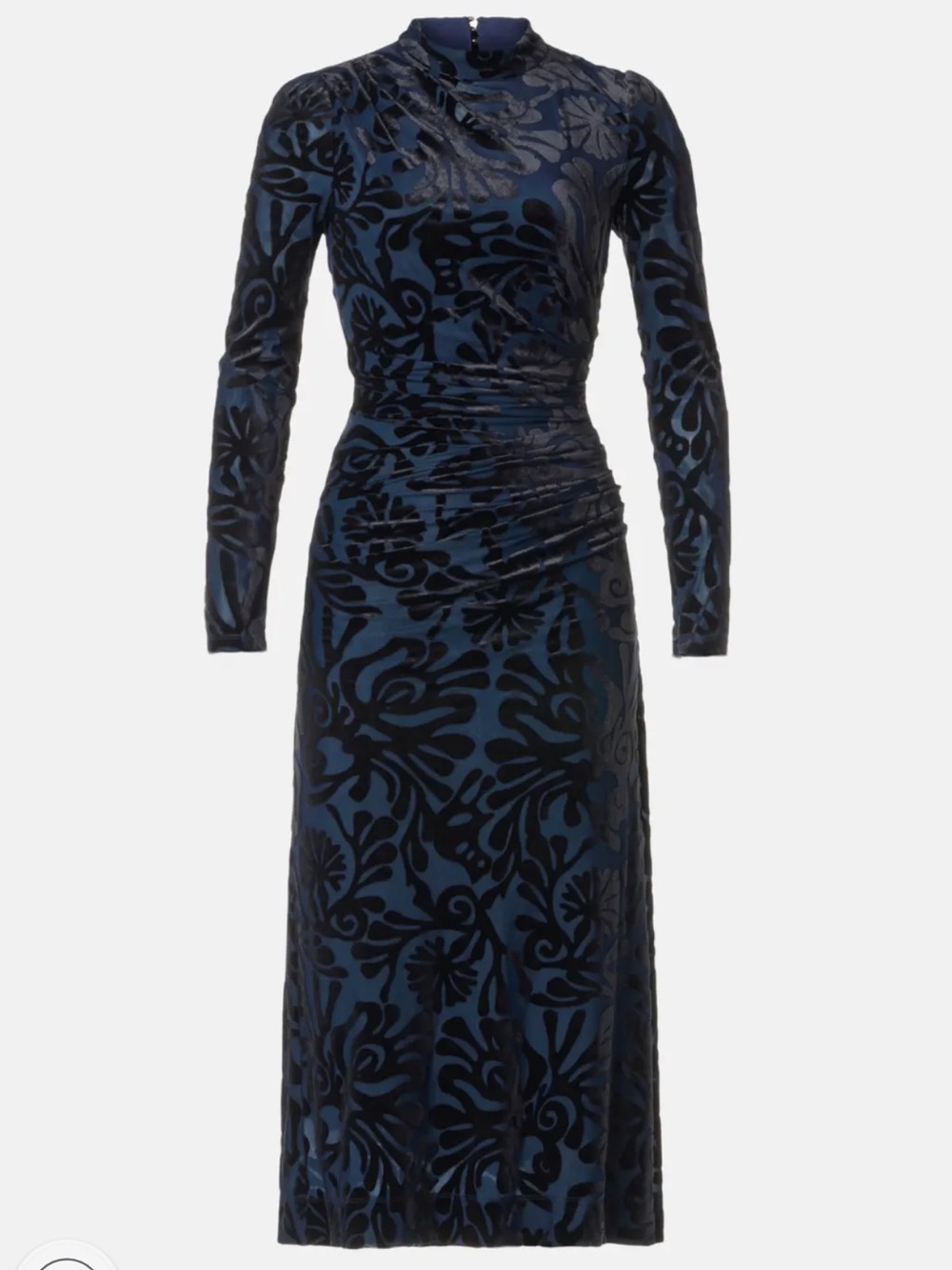 Sea New York Alia Stretch Burnout Velvet Midi Dress Navy Blue Black NWT XS - Picture 4 of 14